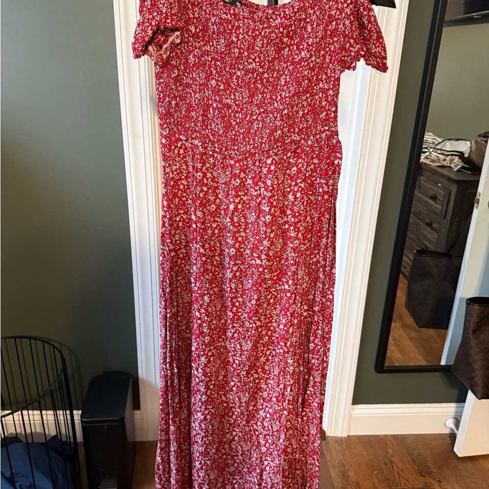 SHEIN Red Floral Maxi Dress